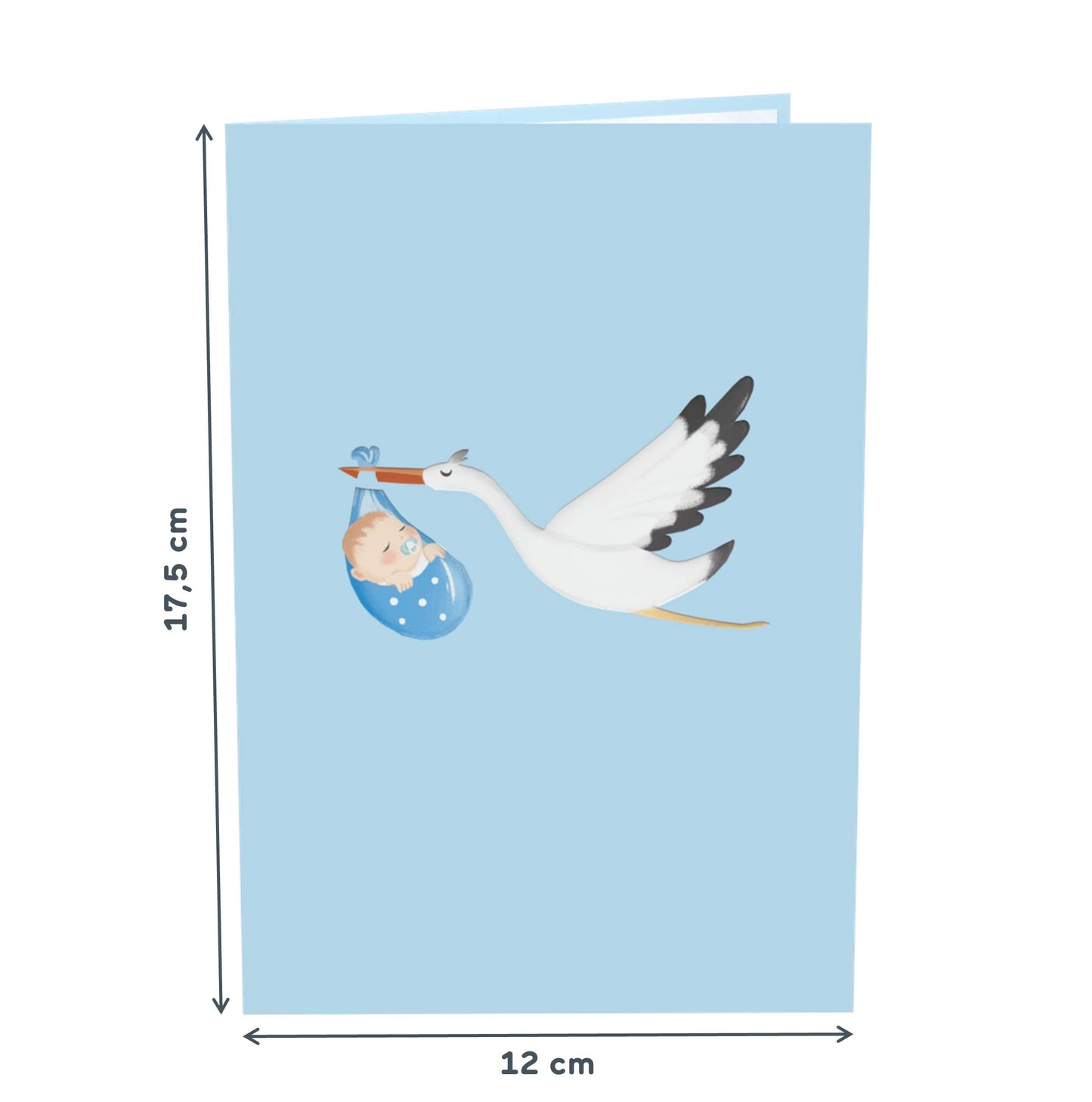 Stork & Baby (blue) pop-up card | 3D birth card