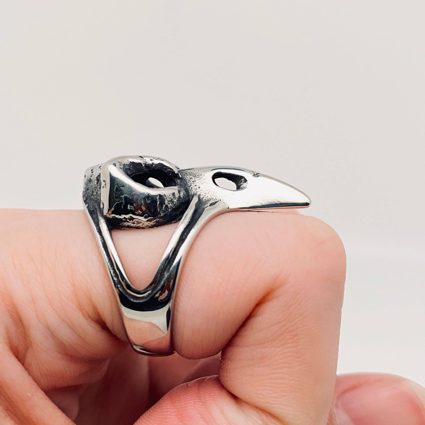 Viking Skull Crow Head Stainless Steel Ring - MJ/MR