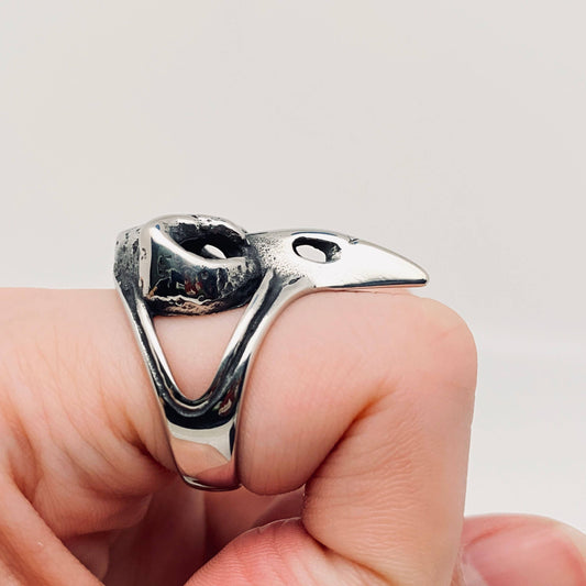 Viking Skull Crow Head Stainless Steel Ring - MJ/MR