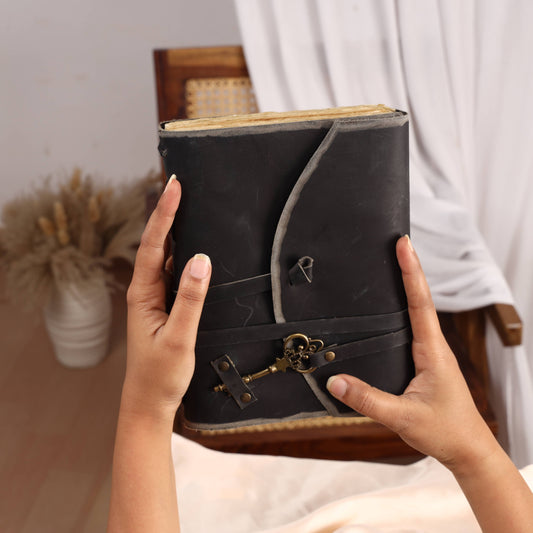 Vintage Leather Bound Grimoire Journal with Key 6*8 Size