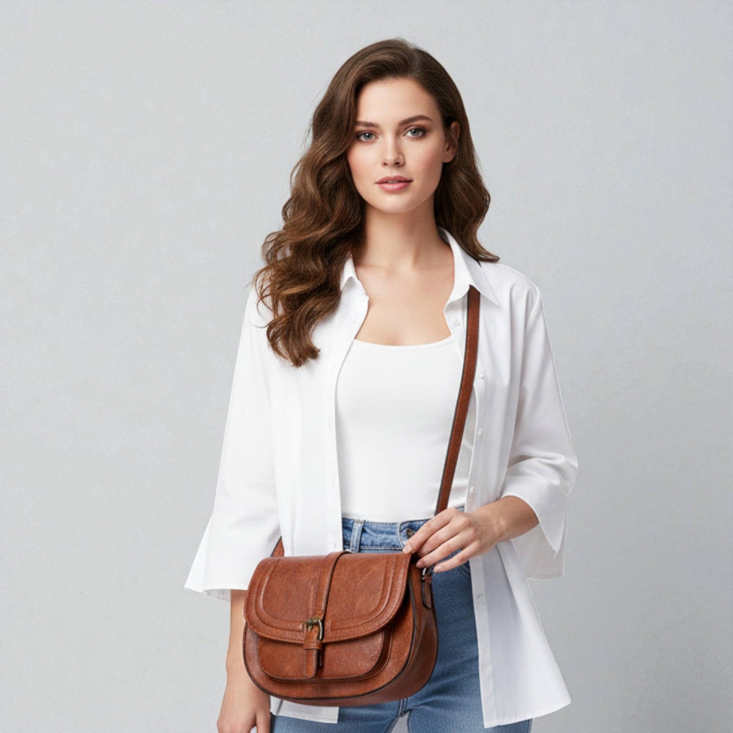 Leather Small Saddle Purse and Boho Cross Body bag