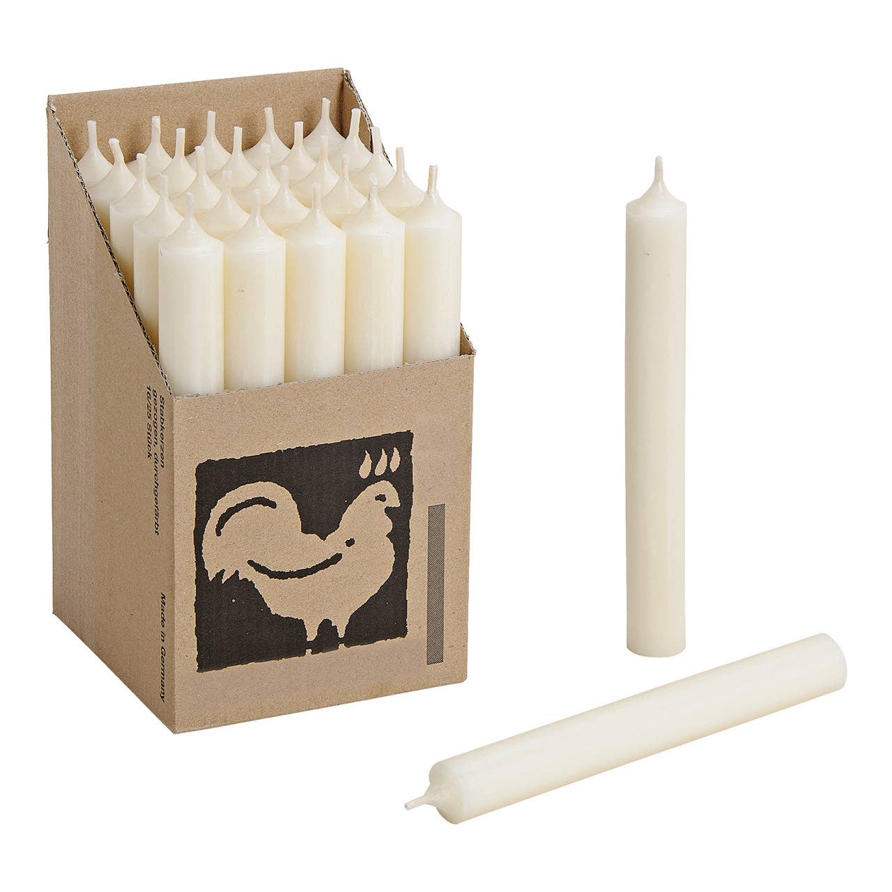 Ivory-colored solid taper candle Ø 2x18 cm burning time approx. 8 hours.