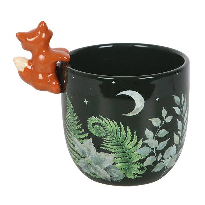 Green Forest Print Plant Pot with Fox