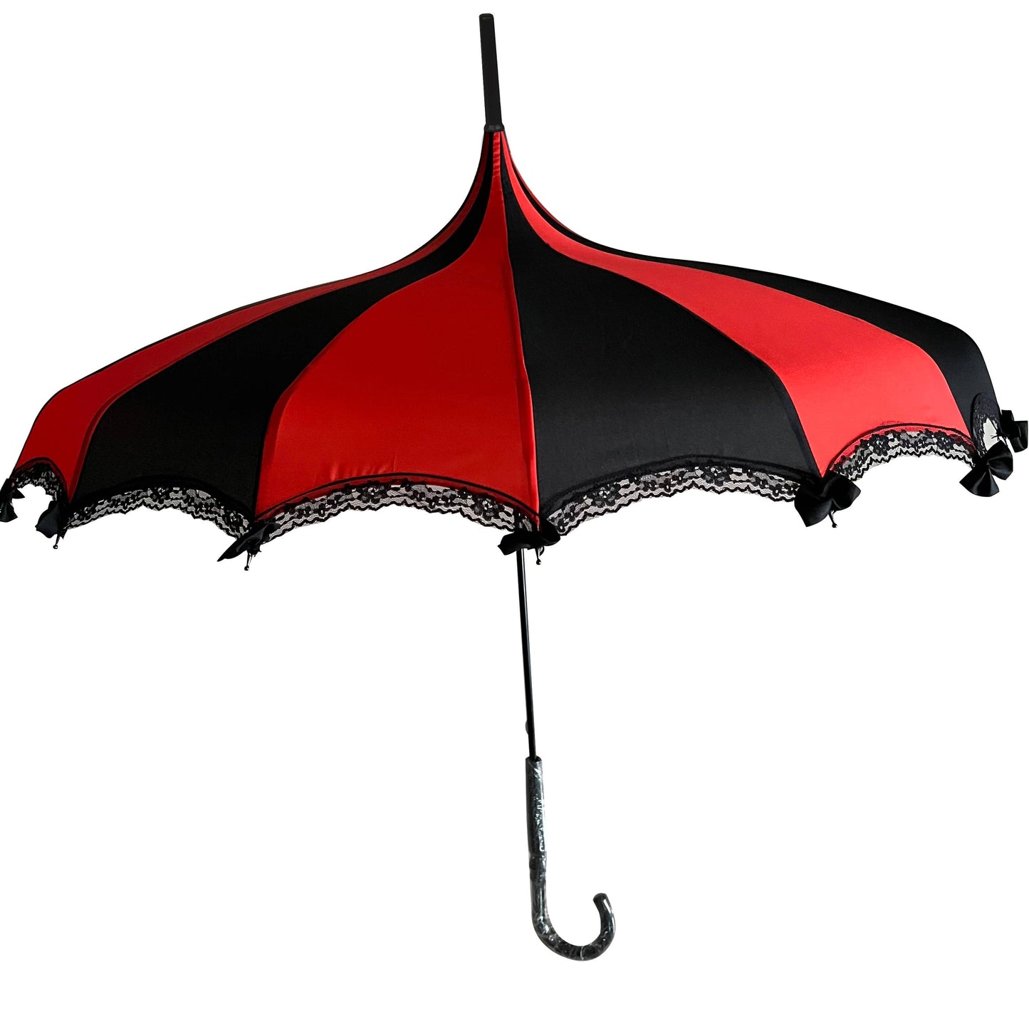 Boutique pagoda umbrella with lace and bows: Black
