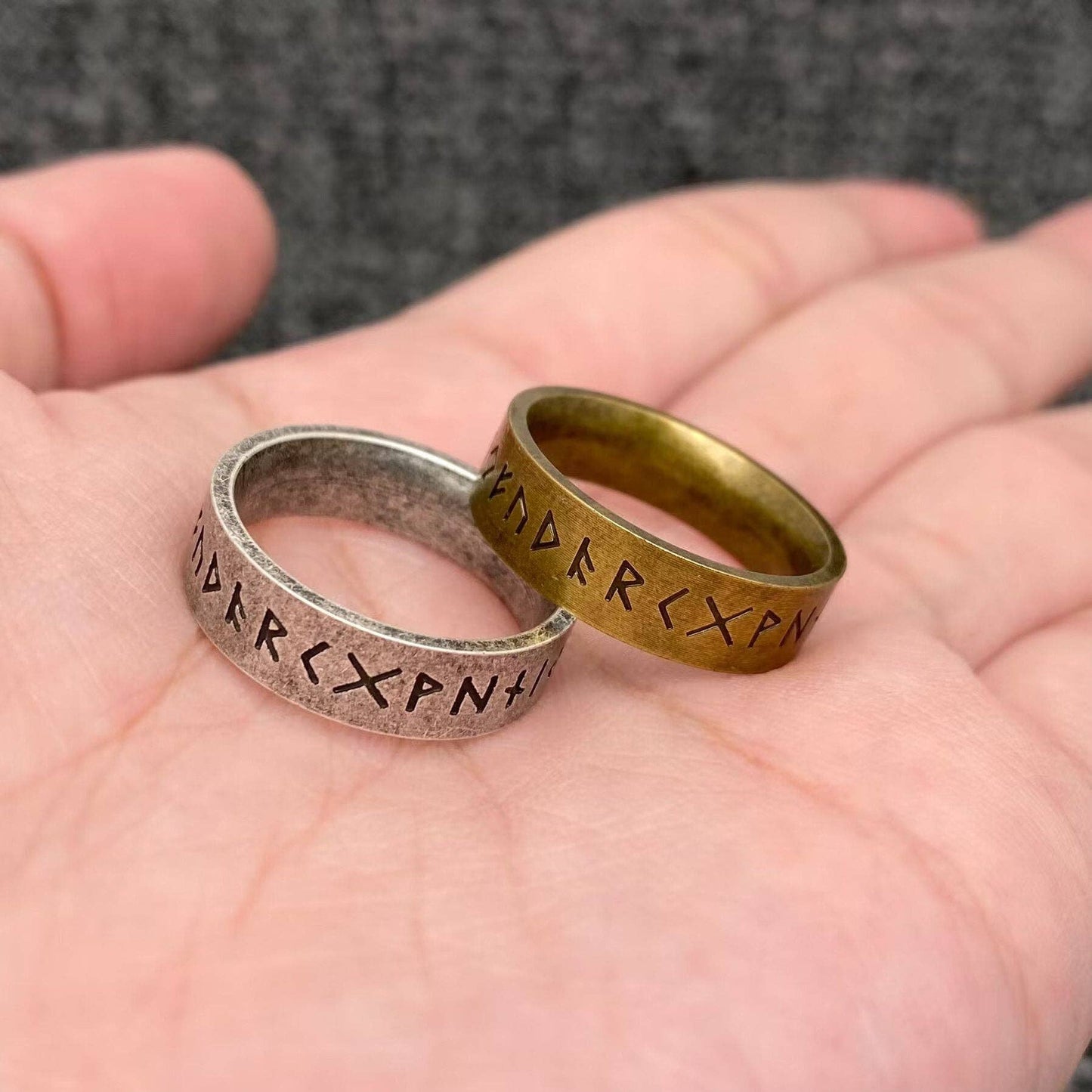 Vintage Viking Rune Men's Stainless Steel Ring - MJ/MR