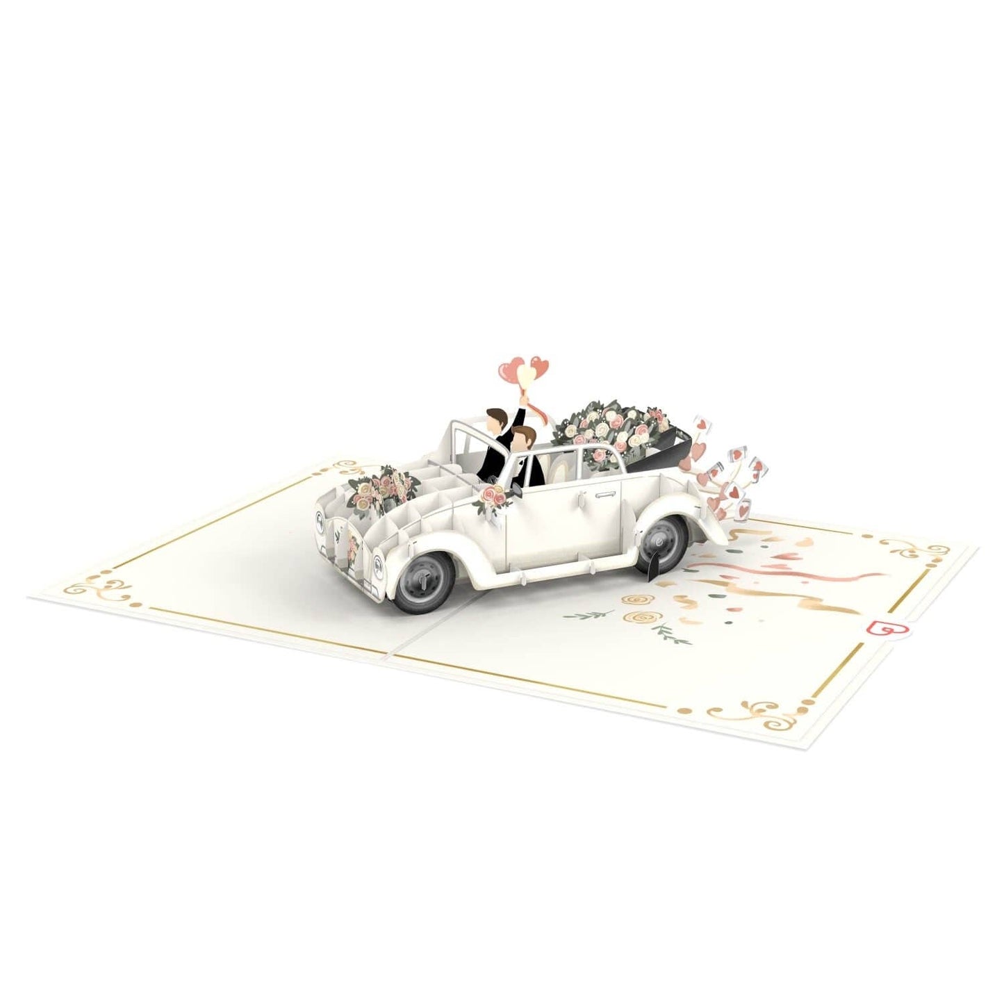 Wedding car with gay couple pop up card