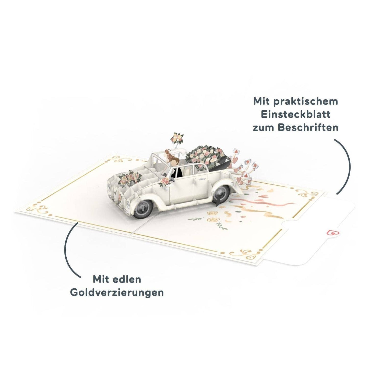 Wedding car pop-up card | 3D wedding card, greeting card