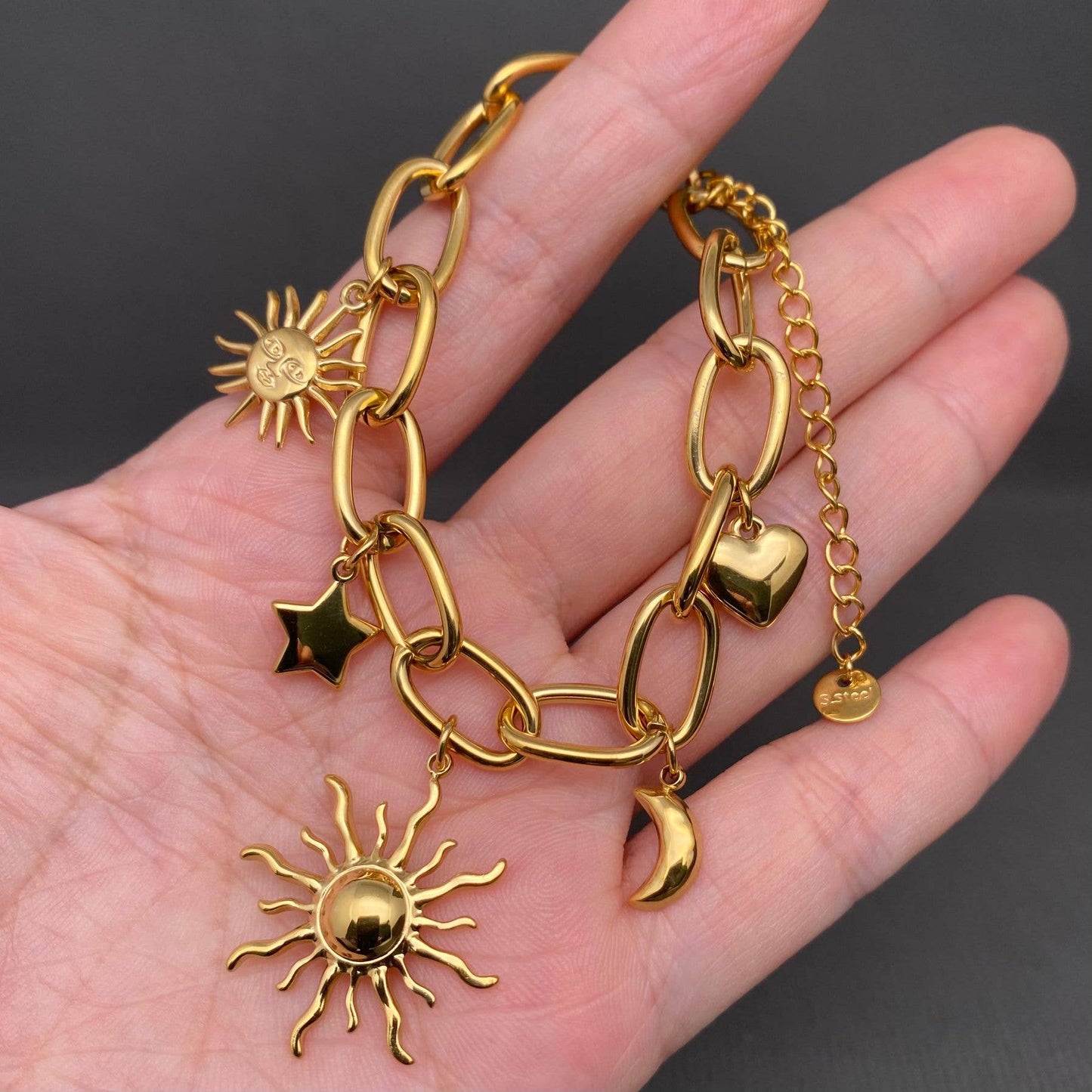 Sun Plain Star 18K Gold Plated S.Steel Bracelet