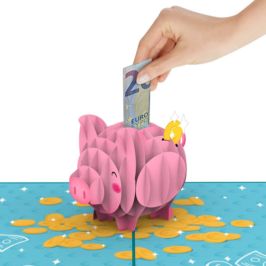Piggy bank pop-up card