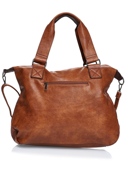 Shopper 'COLMA' - with many compartments and extra space: Cognac