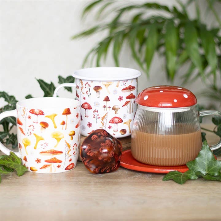 Mushroom Print Enamel Style Mug