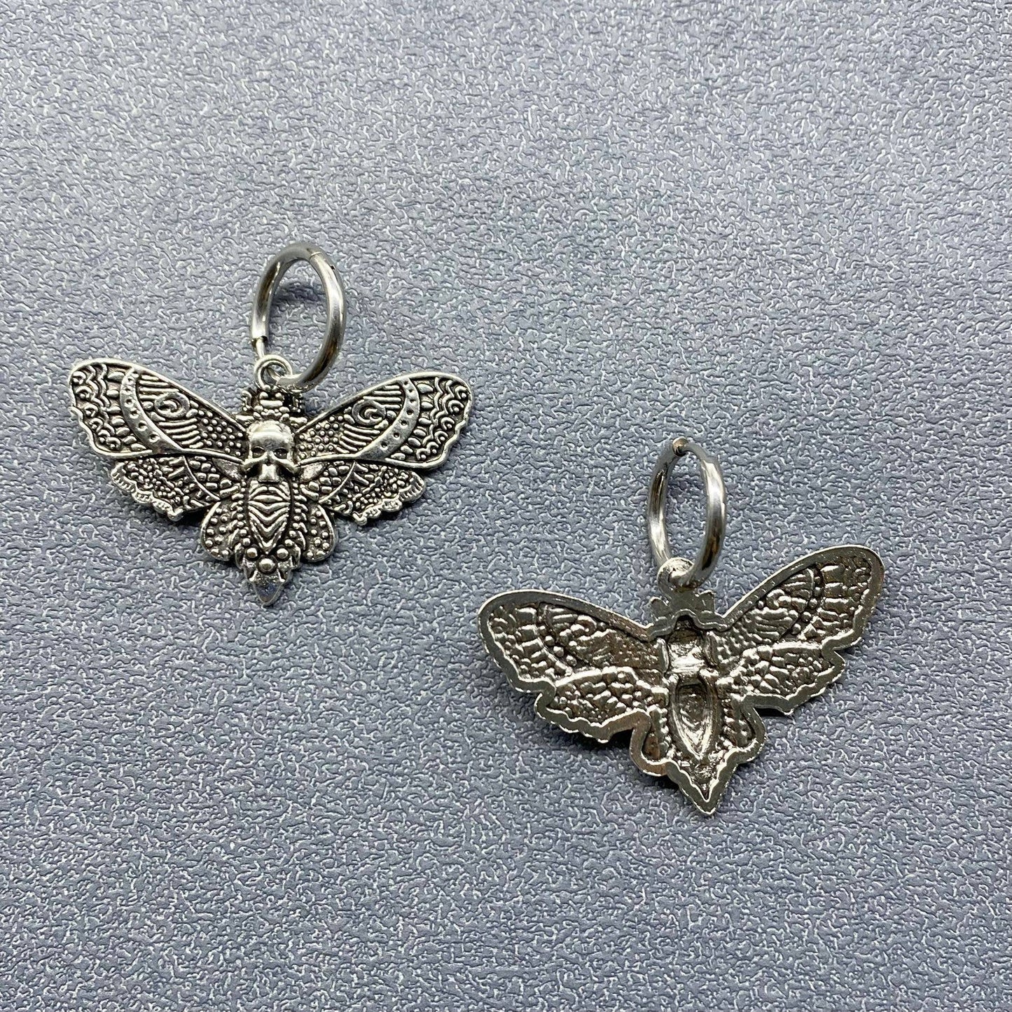 Gothic Moth Charm Huggie Earrings - GT
