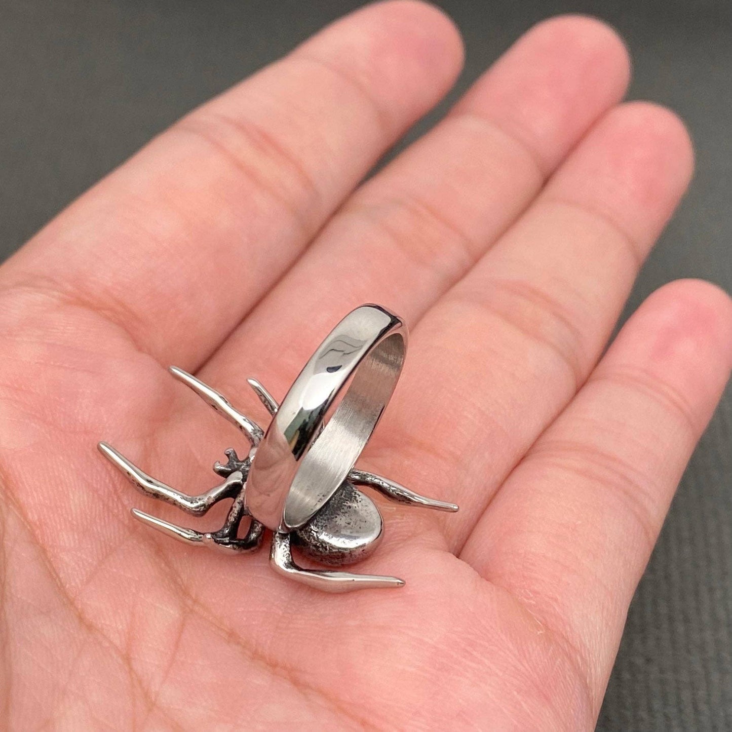 Gothic Unisex Stainless Steel Spider Ring - MJ/MR
