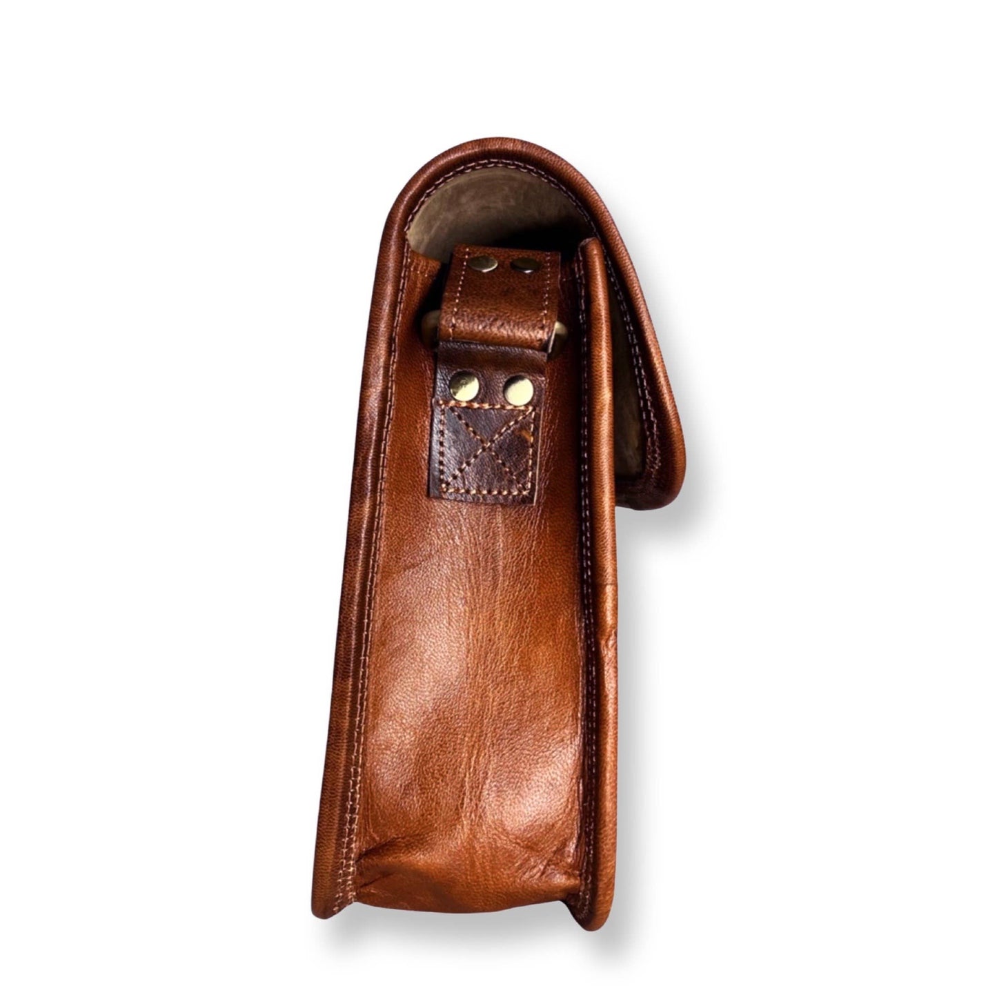 Umhängetasche aus Cognac-Leder 26cm