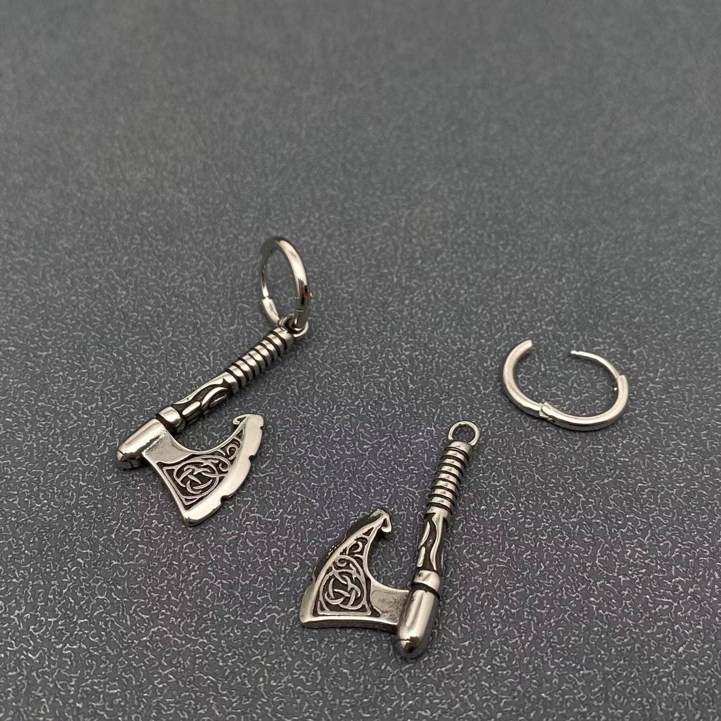 Viking Celtic Knot Axe Stainless Steel Huggie Earrings - MJ