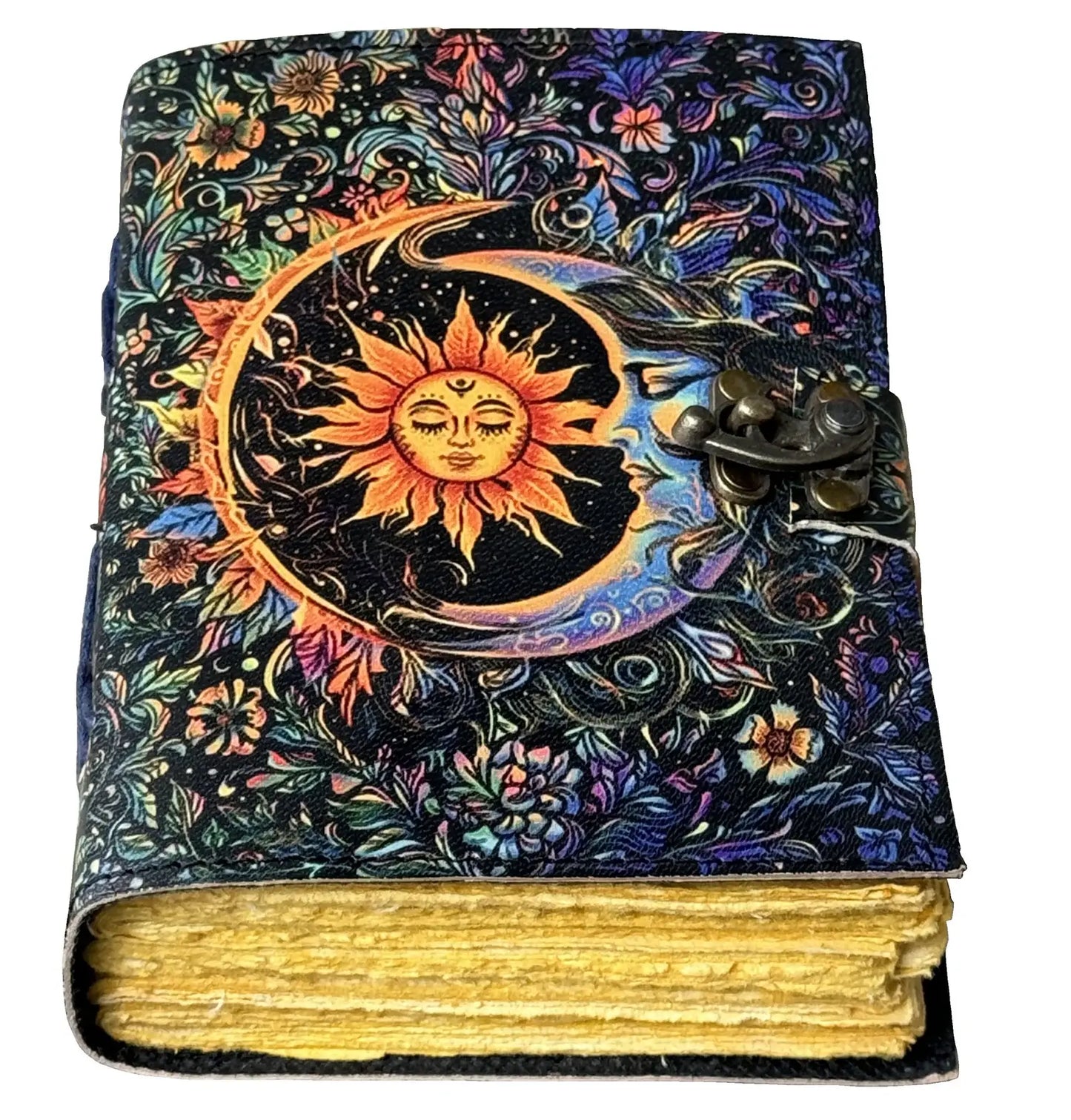 Grimoire Vintage Sun Moon Leather Travel Journal Handmade