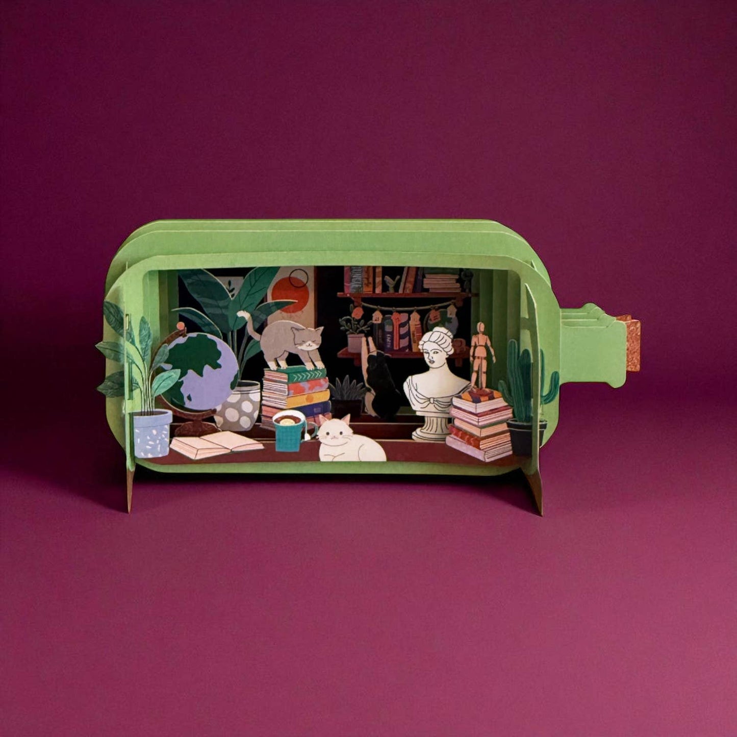 Message in a bottle pop up cards- Cats and birds