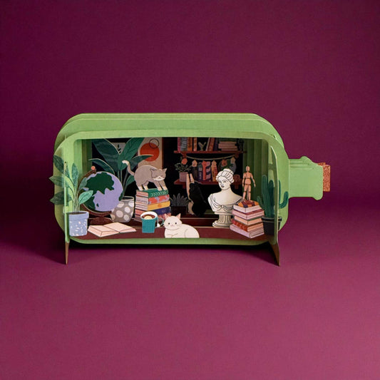 Message in a bottle pop up cards- Cats and birds