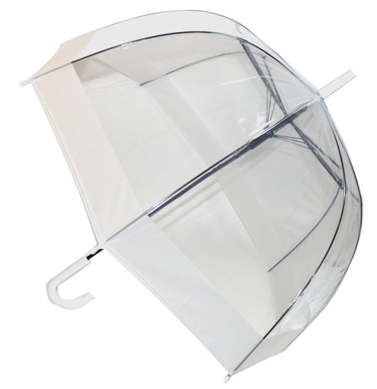 Everyday Walking Stick Style Clear Dome Umbrella with White: White