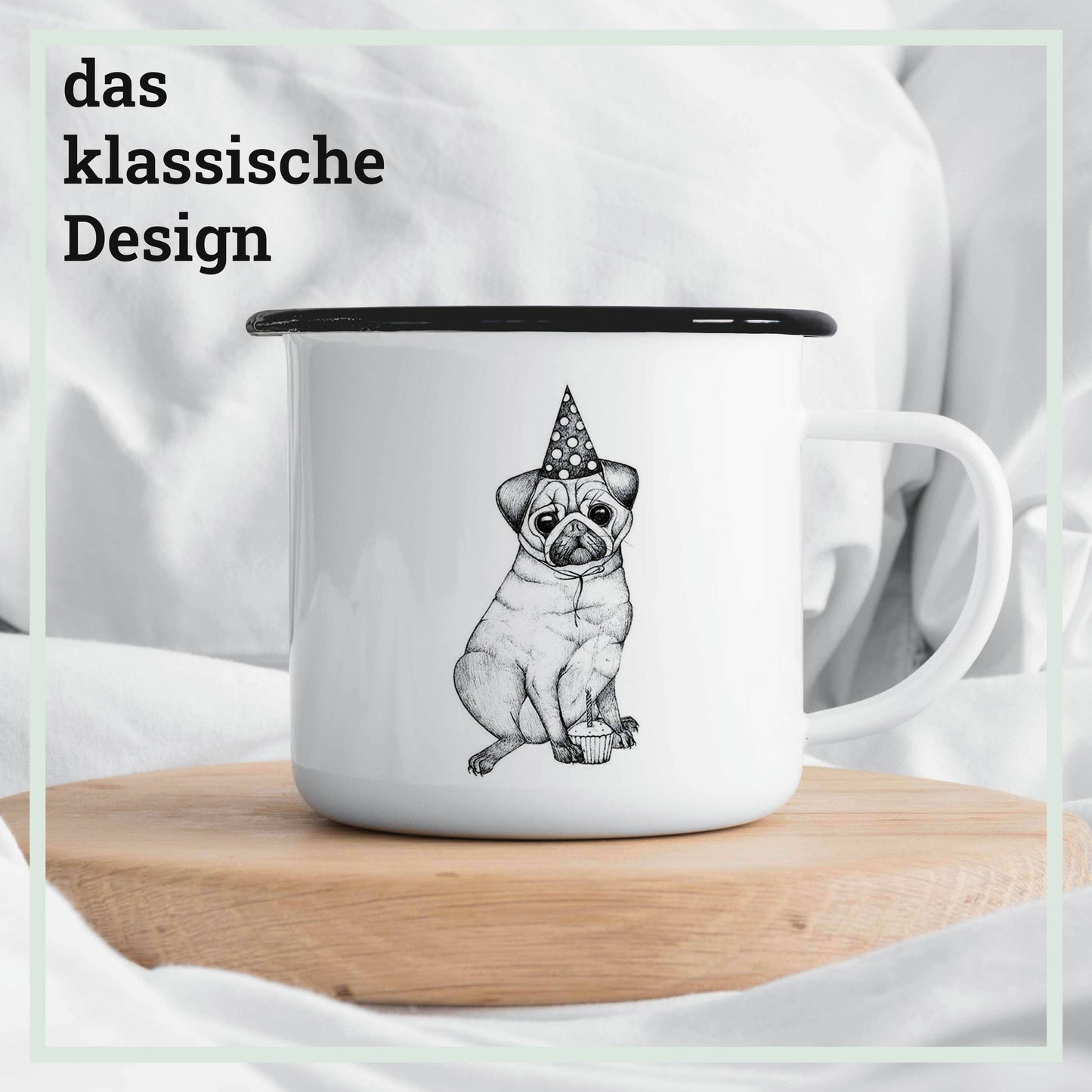 Enamel mug - pug: 300 ml