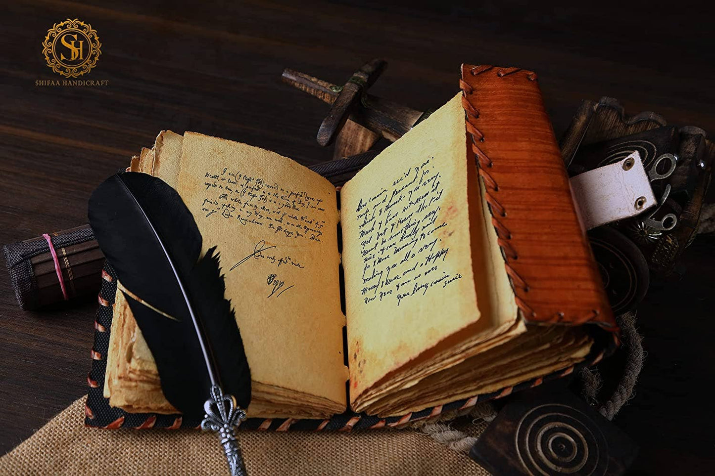 Mystic Eye Leather Journal Grimoire with Antique Lock