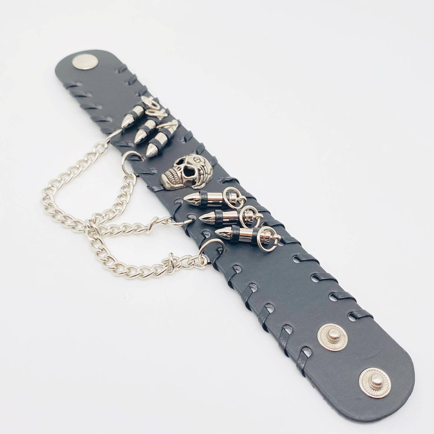 Punk Jewelry Leather Skull Chain Bracelet