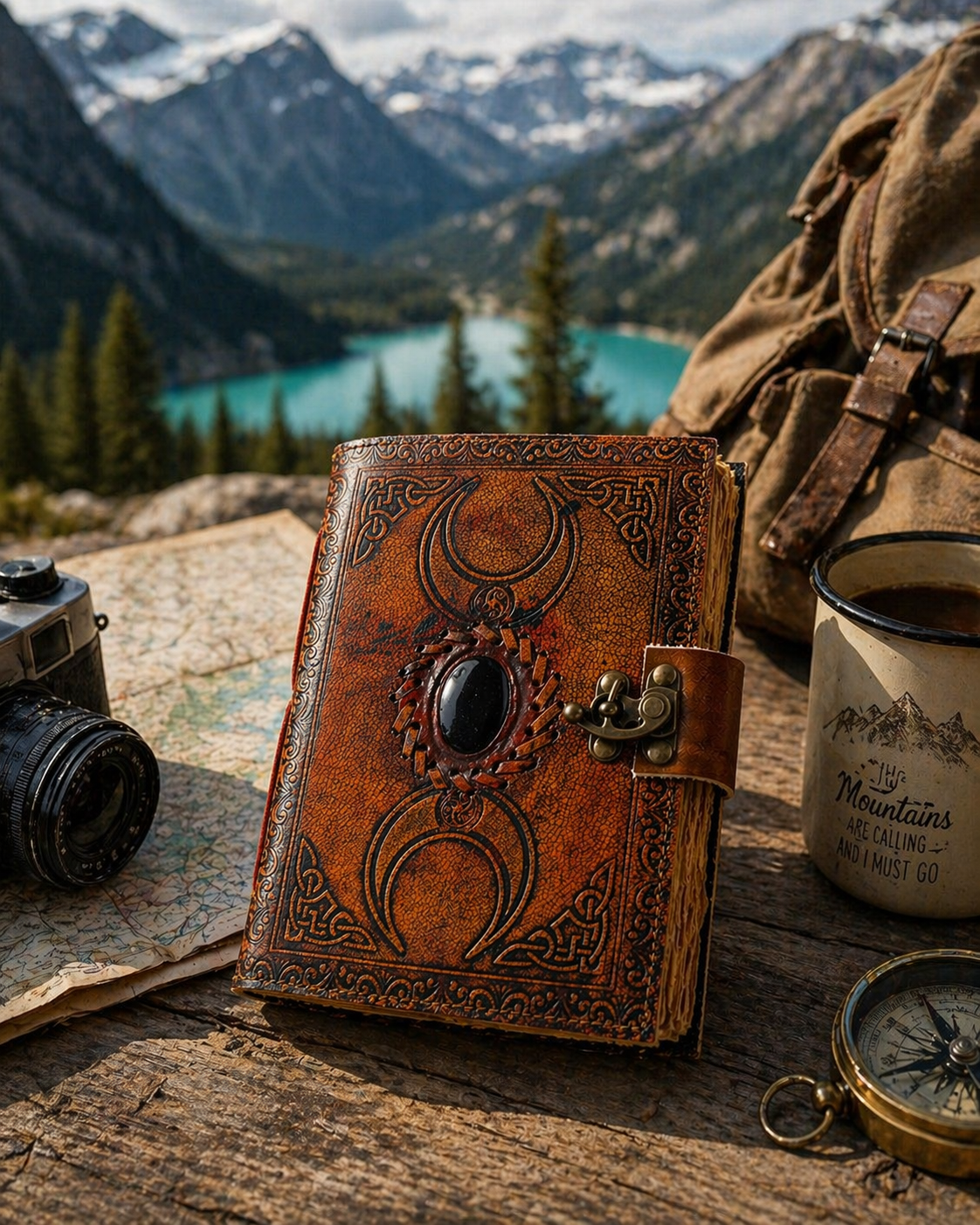Vintage Leather Journal With Lock Travel Diary Gift for Men
