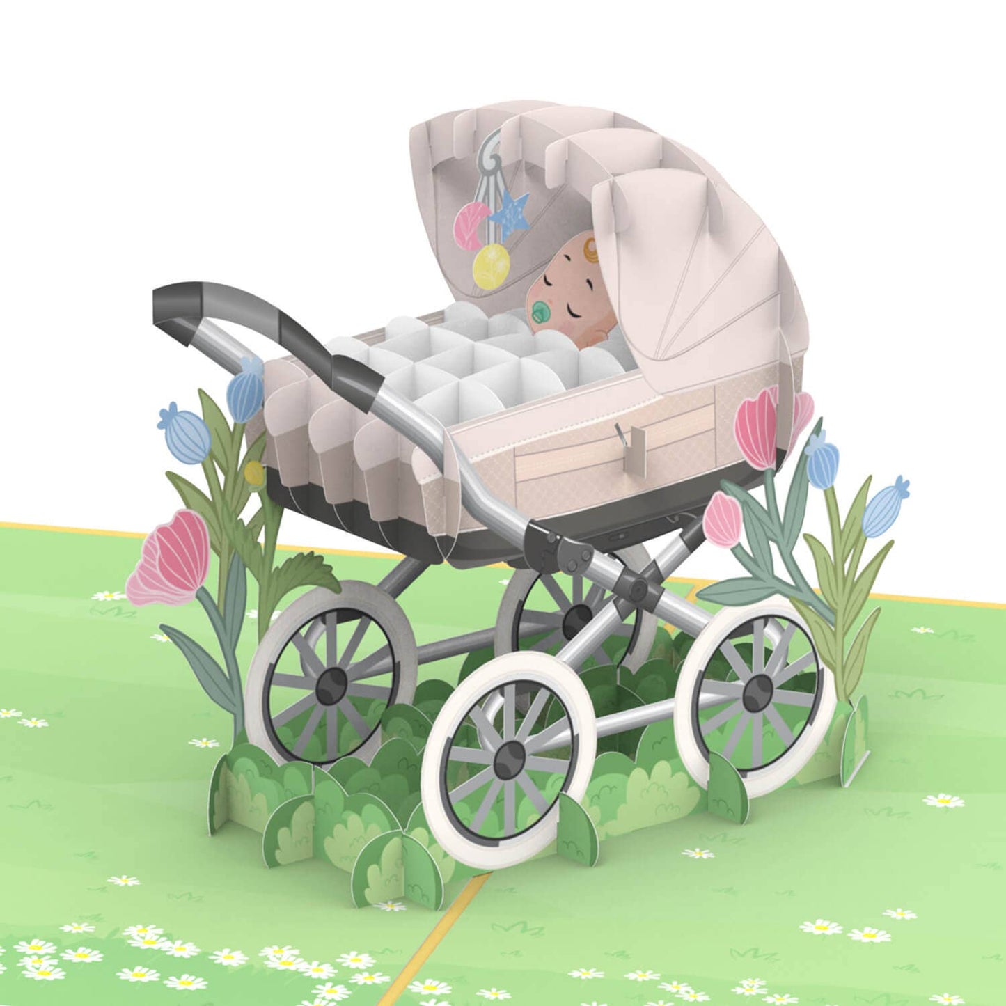 Pushchair with baby pop-up card | 3D greeting card