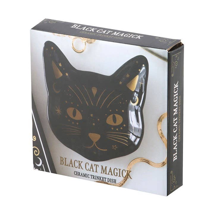 Magick Black Cat Face Trinket Dish