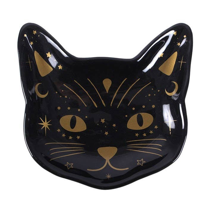 Magick Black Cat Face Trinket Dish