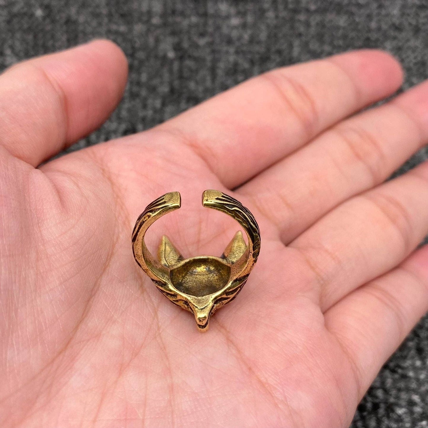 Vintage Bronze Fox Adjustable Ring
