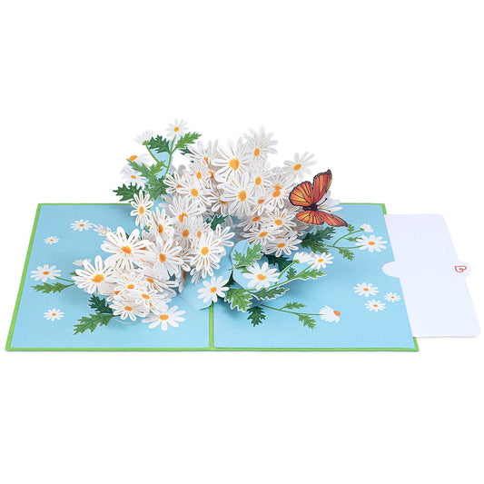 Gänseblümchen-Pop-up-Karte mit Schmetterling
