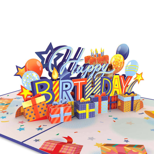 Happy Birthday (blue) pop-up card