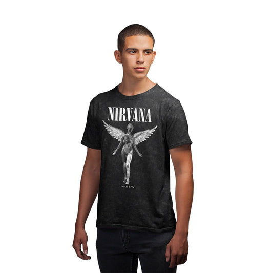 NIRVANA T-shirt - VINTAGE IN UTERO NIRVANA STONE: NOIR DÉLAVÉ / XL