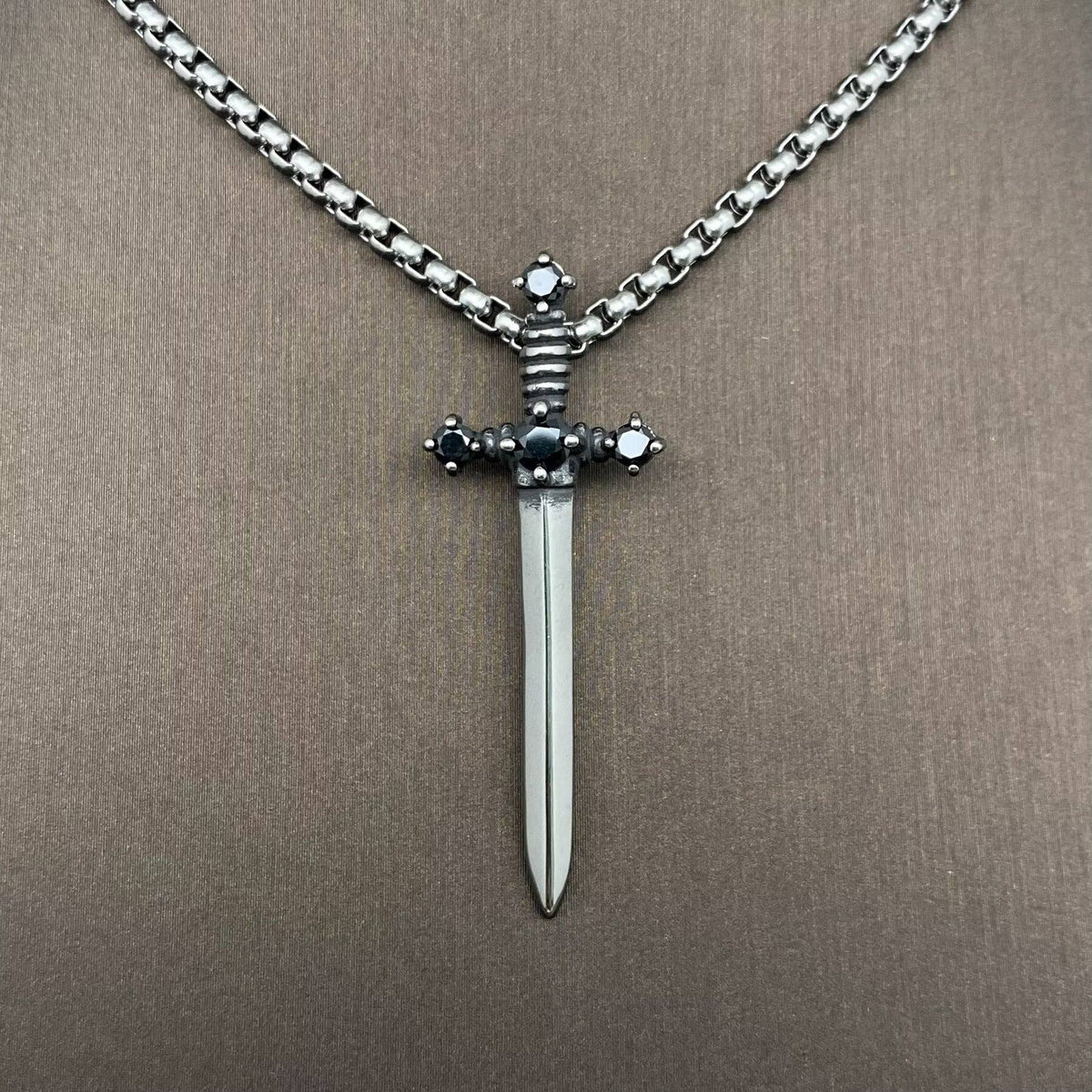 Glossy Sword Men's Stainless Steel Pendant Necklace - MJ/MNP