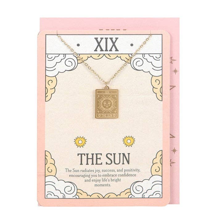 The Sun Vintage Tarot Card Necklace on Greeting Card