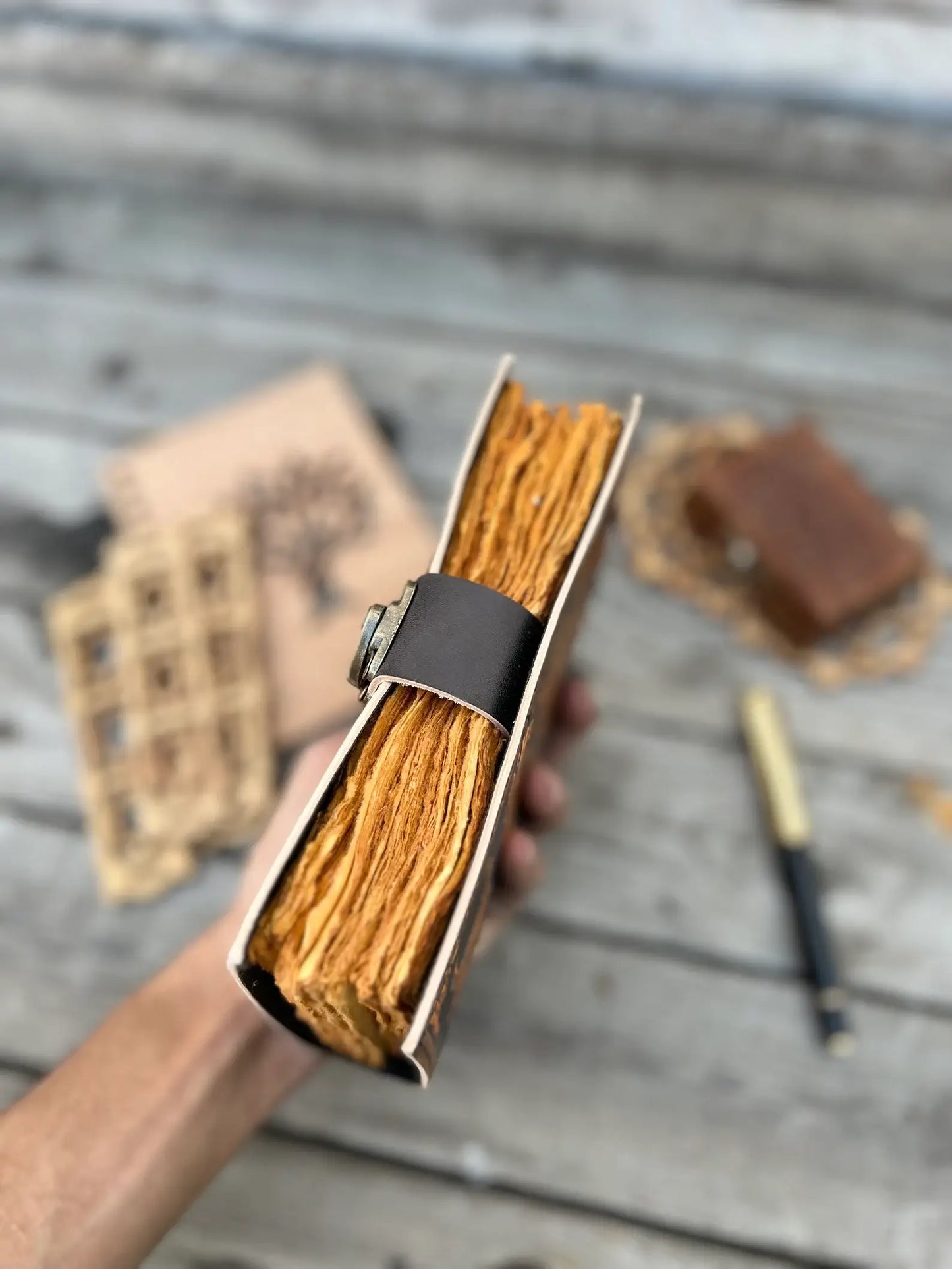 Leather Journal Vintage Notebook with Book of Shadow Print 