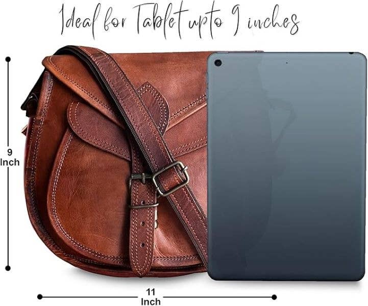 Leather Crossbody Satchel Bag Vintage Purses Handbag 11 inch