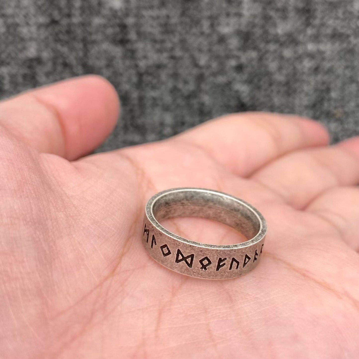 Vintage Viking Rune Men's Stainless Steel Ring - MJ/MR