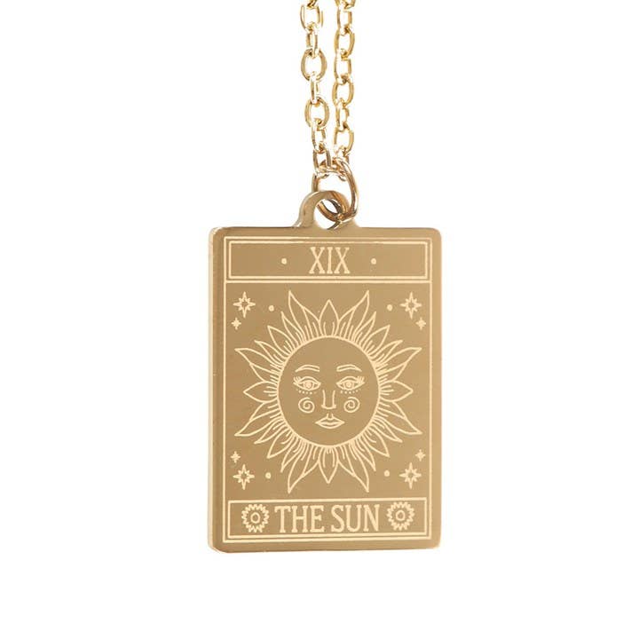 The Sun Vintage Tarot Card Necklace on Greeting Card