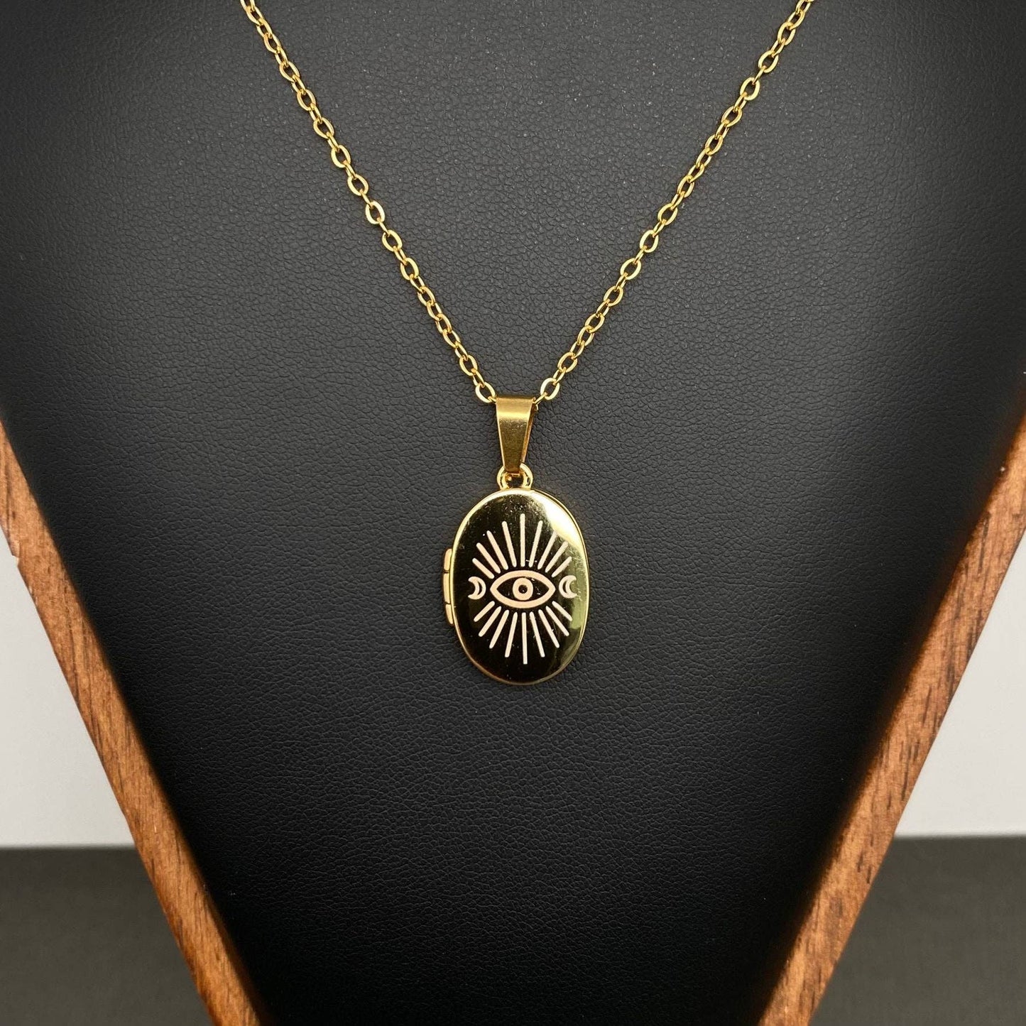 Sun & Moon & Star Locket 18K Gold Plated Charm Necklaces -MS