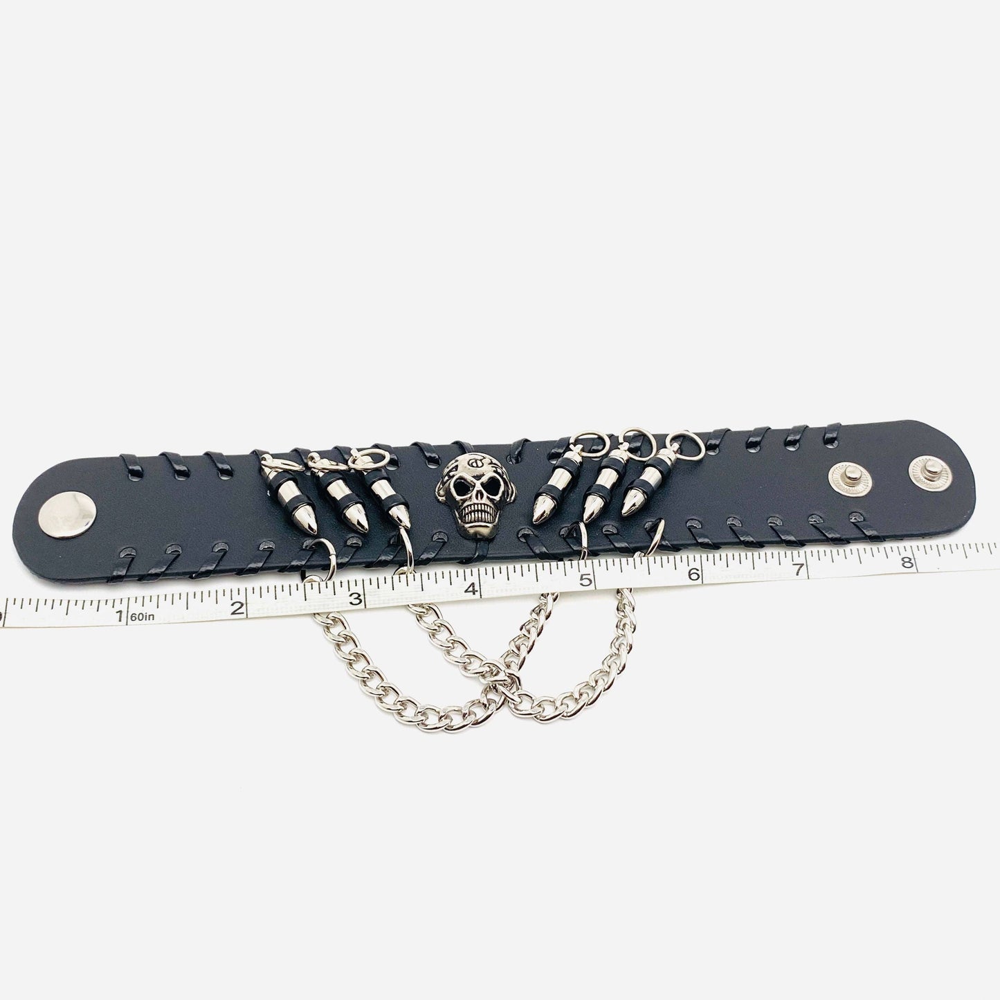 Punk Jewelry Leather Skull Chain Bracelet