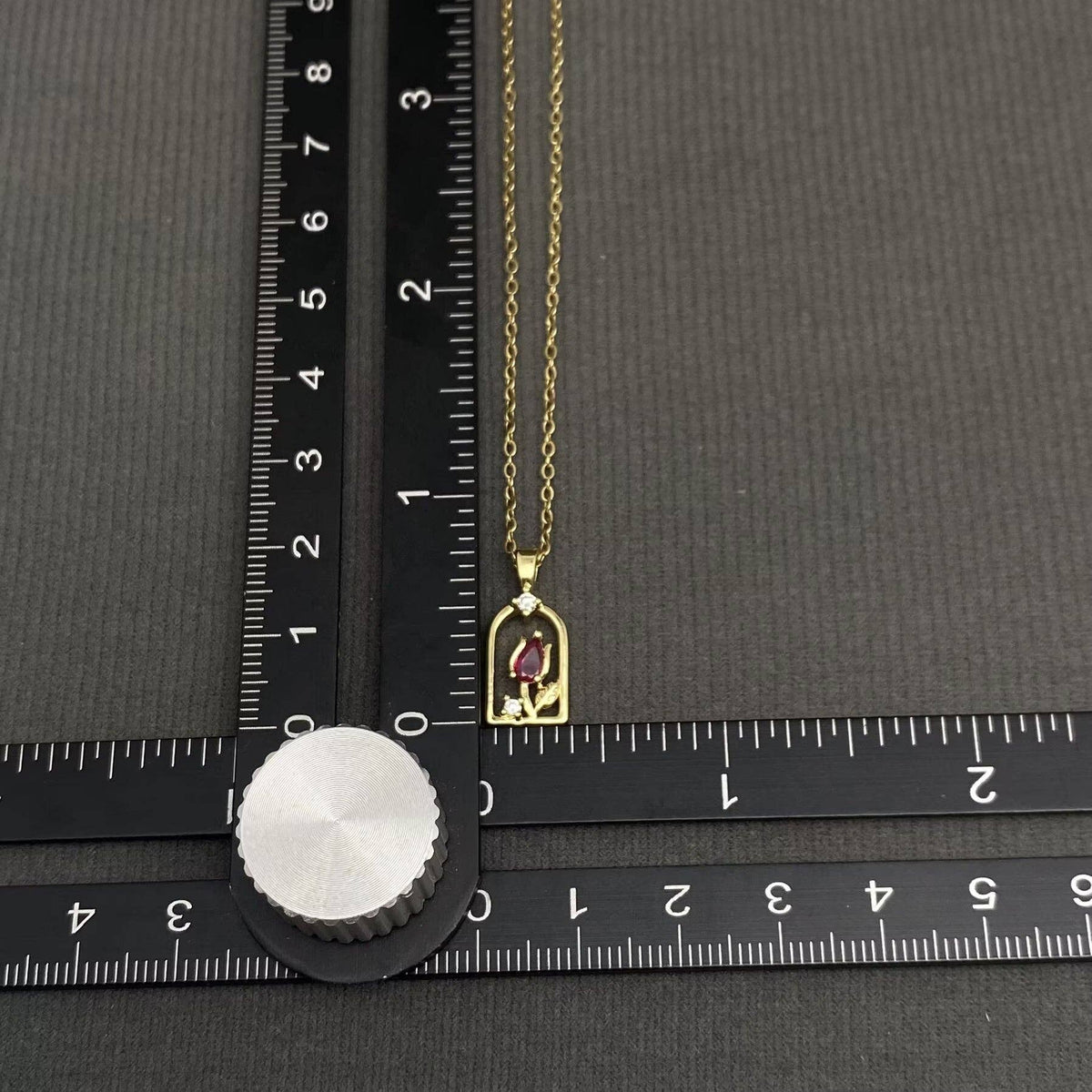 Zircon Inlaid Flower Charm Copper Necklace