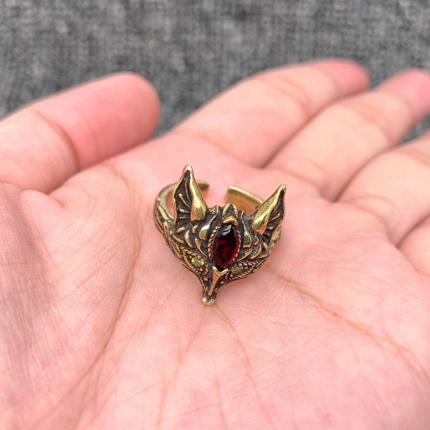 Vintage Bronze Fox Adjustable Ring