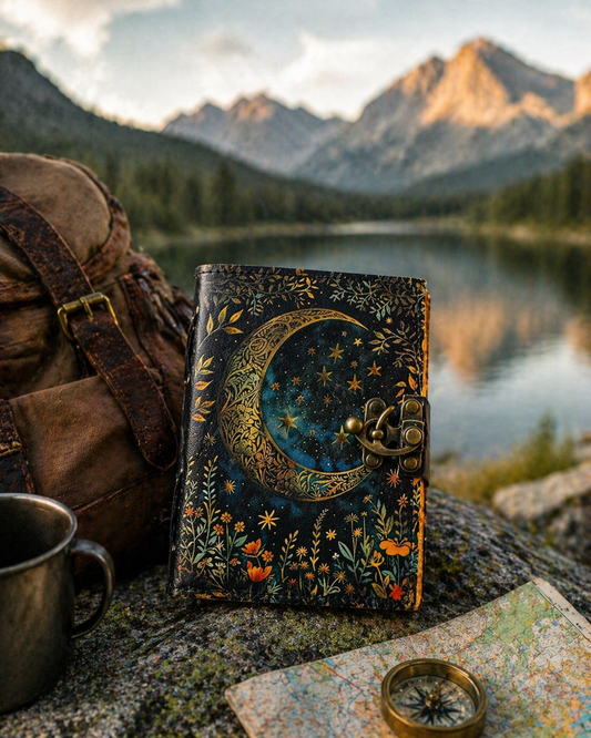 Moon Phase Leather Journal Grimoire Book of Shadow Spellbook