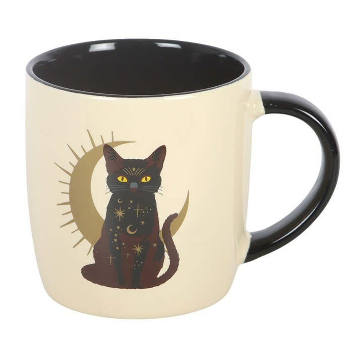 Sitting Magic Black Cat Mug