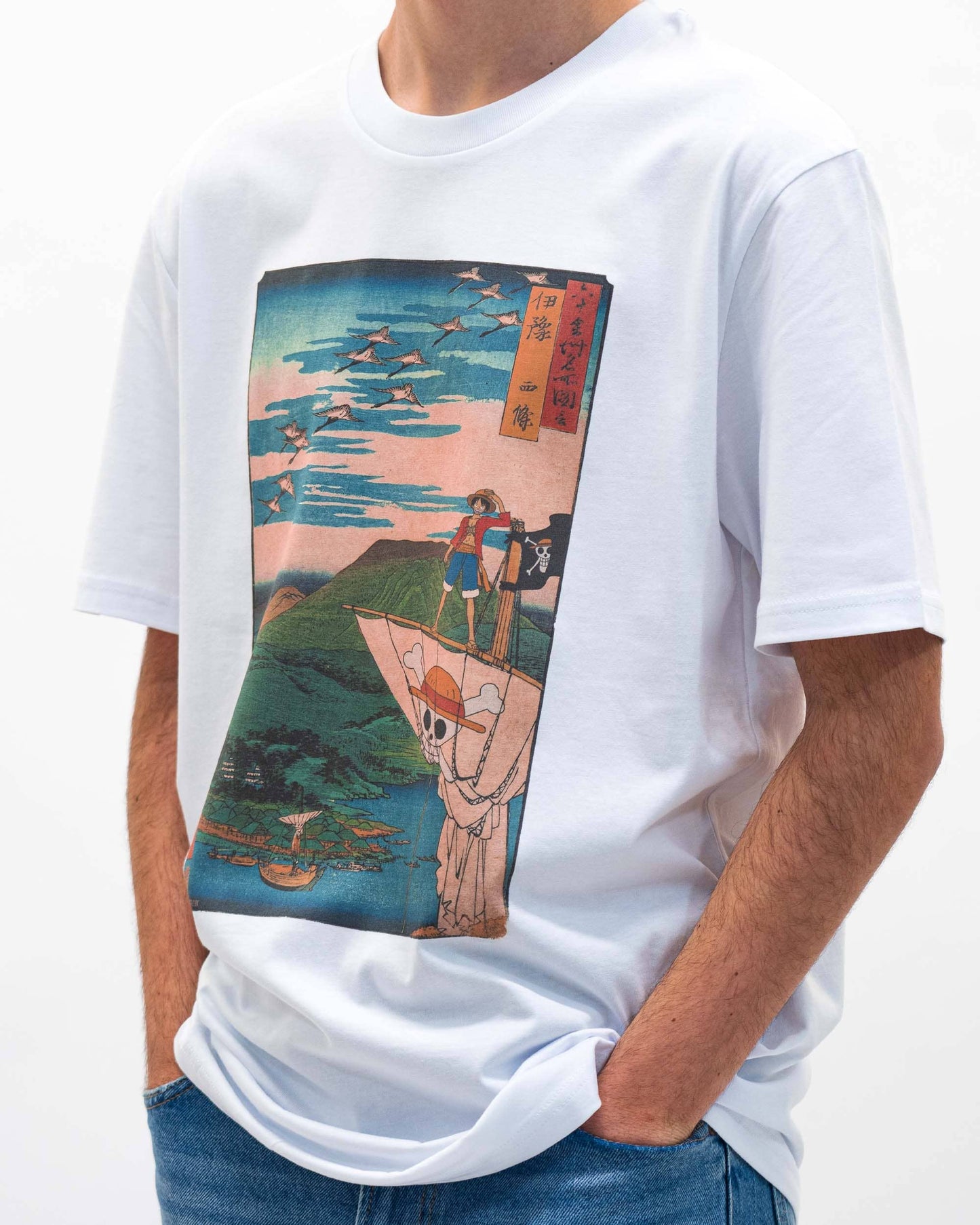Floating Pirate Tee - One Piece Luffy Tee: White / XL