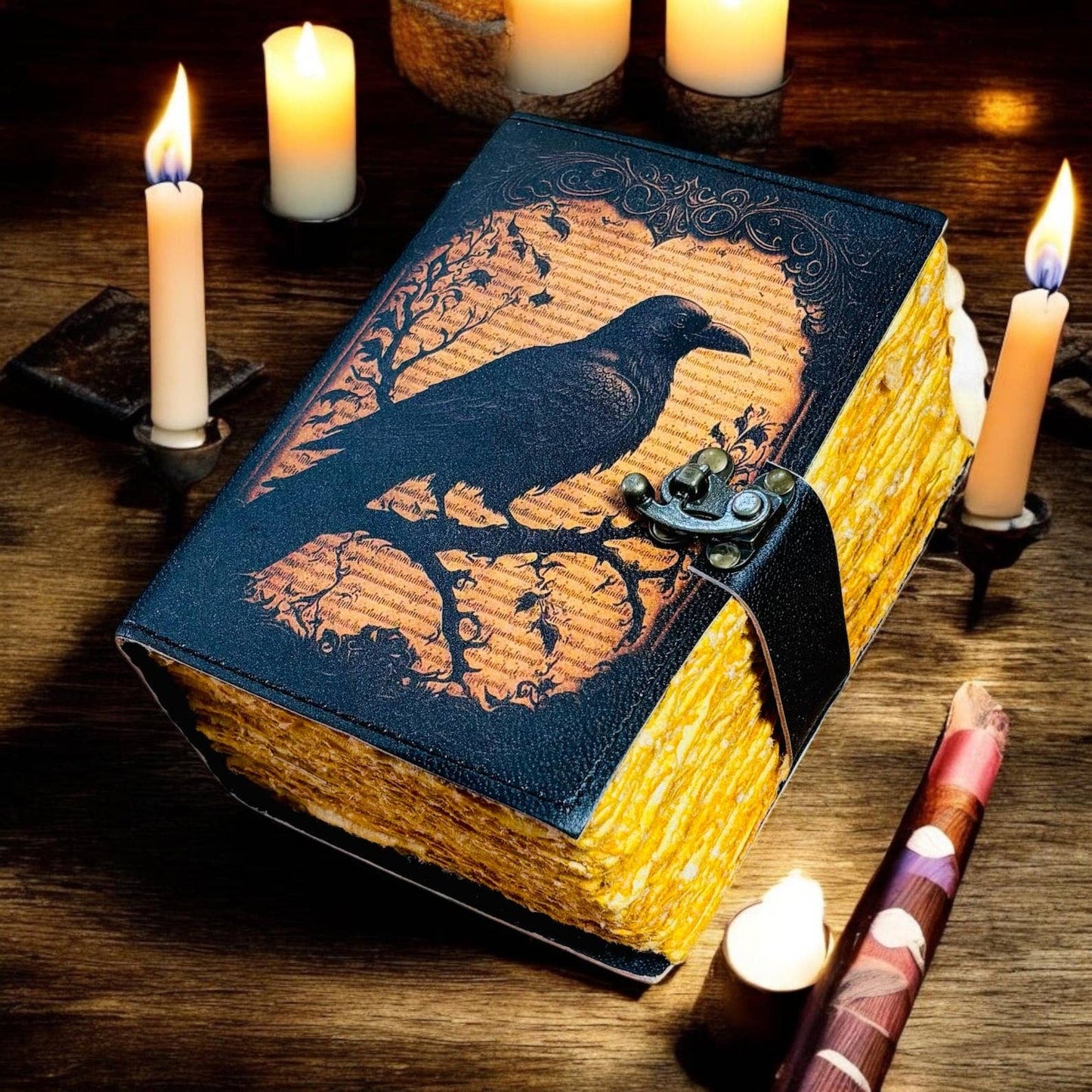 Leather Journal Gothic Notebook the Raven Grimoire Shadow