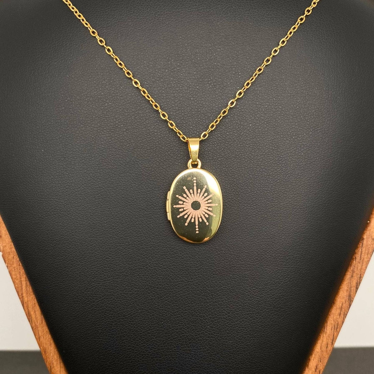 Sun & Moon & Star Locket 18K Gold Plated Charm Necklaces -MS