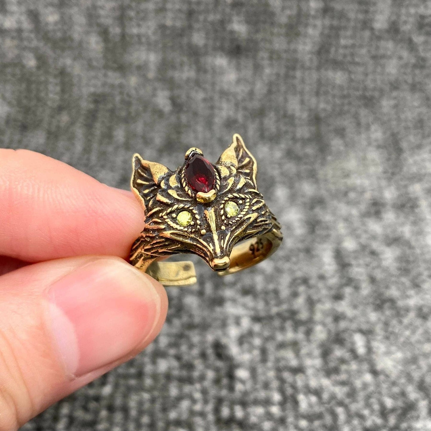 Vintage Bronze Fox Adjustable Ring